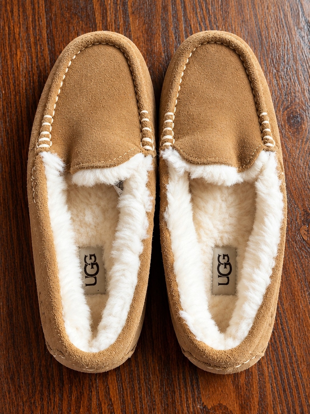 Brand New. UGG Chestnut Suede Women's Shearling-Lined Moccasins. Never Worn.